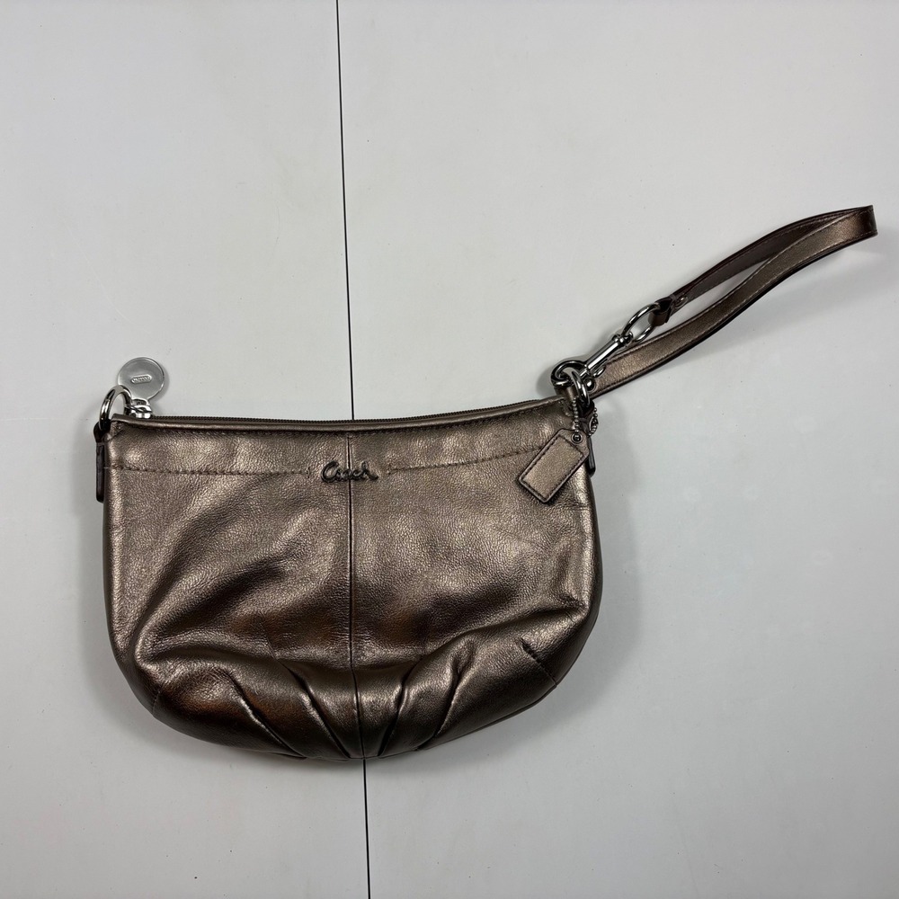 Coach Madison Metallic Bronze Leather Wristlet Shoulder Bag Convertible